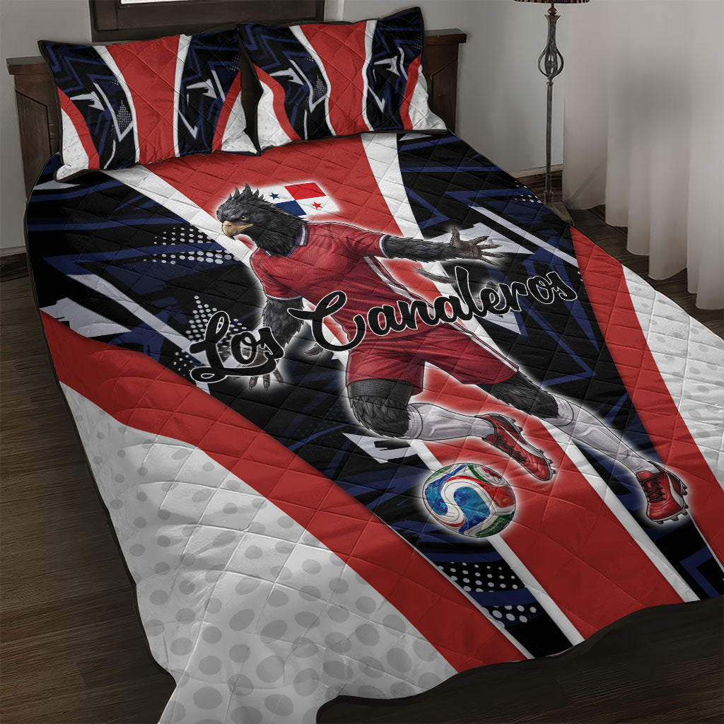 Panama Soccer Harpy Eagle Quilt Bed Set Los Canaleros Football Mascot Fan