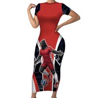 Personalized Panama Soccer Harpy Eagle Short Sleeve Bodycon Dress Los Canaleros Football Mascot Fan
