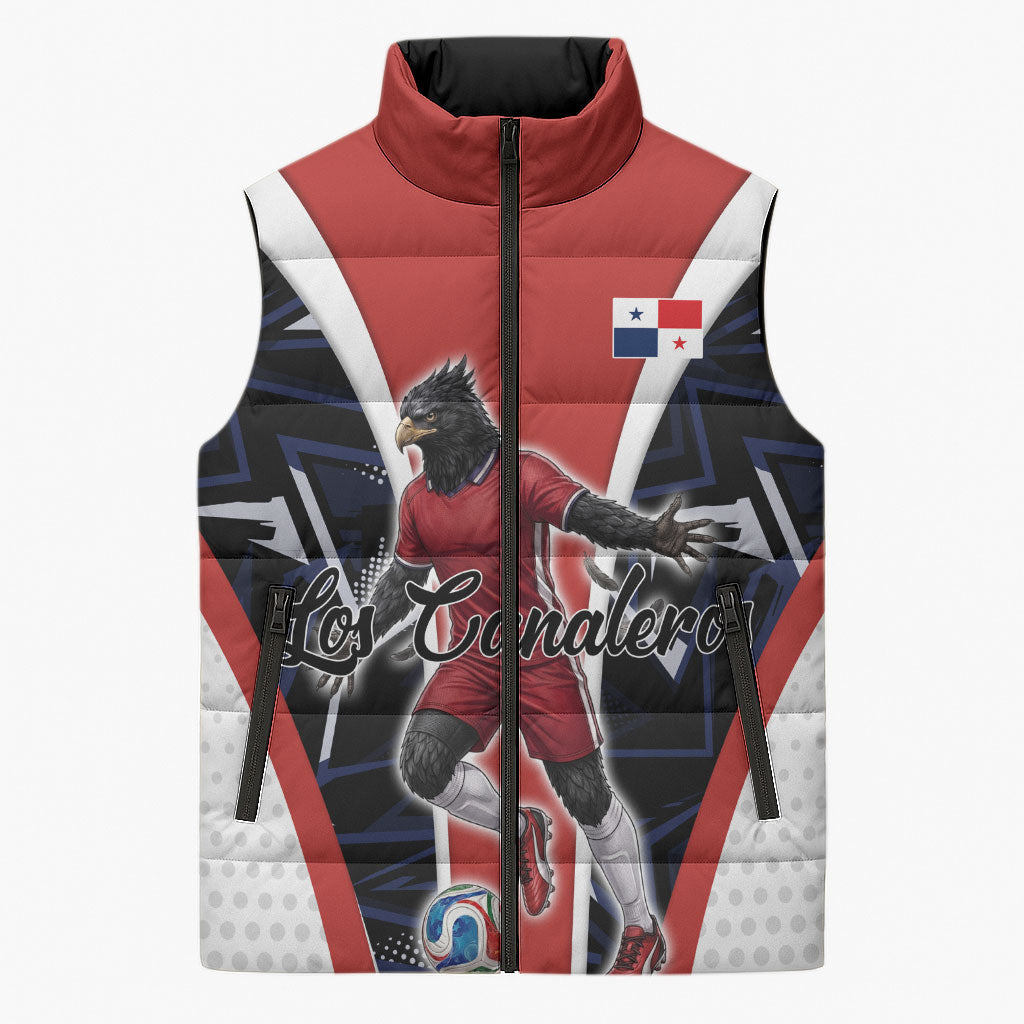 Personalized Panama Soccer Harpy Eagle Sleeveless Puffer Jacket Los Canaleros Football Mascot Fan