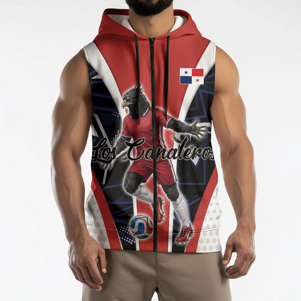 Personalized Panama Soccer Harpy Eagle Sleeveless Zip Hoodie Los Canaleros Football Mascot Fan