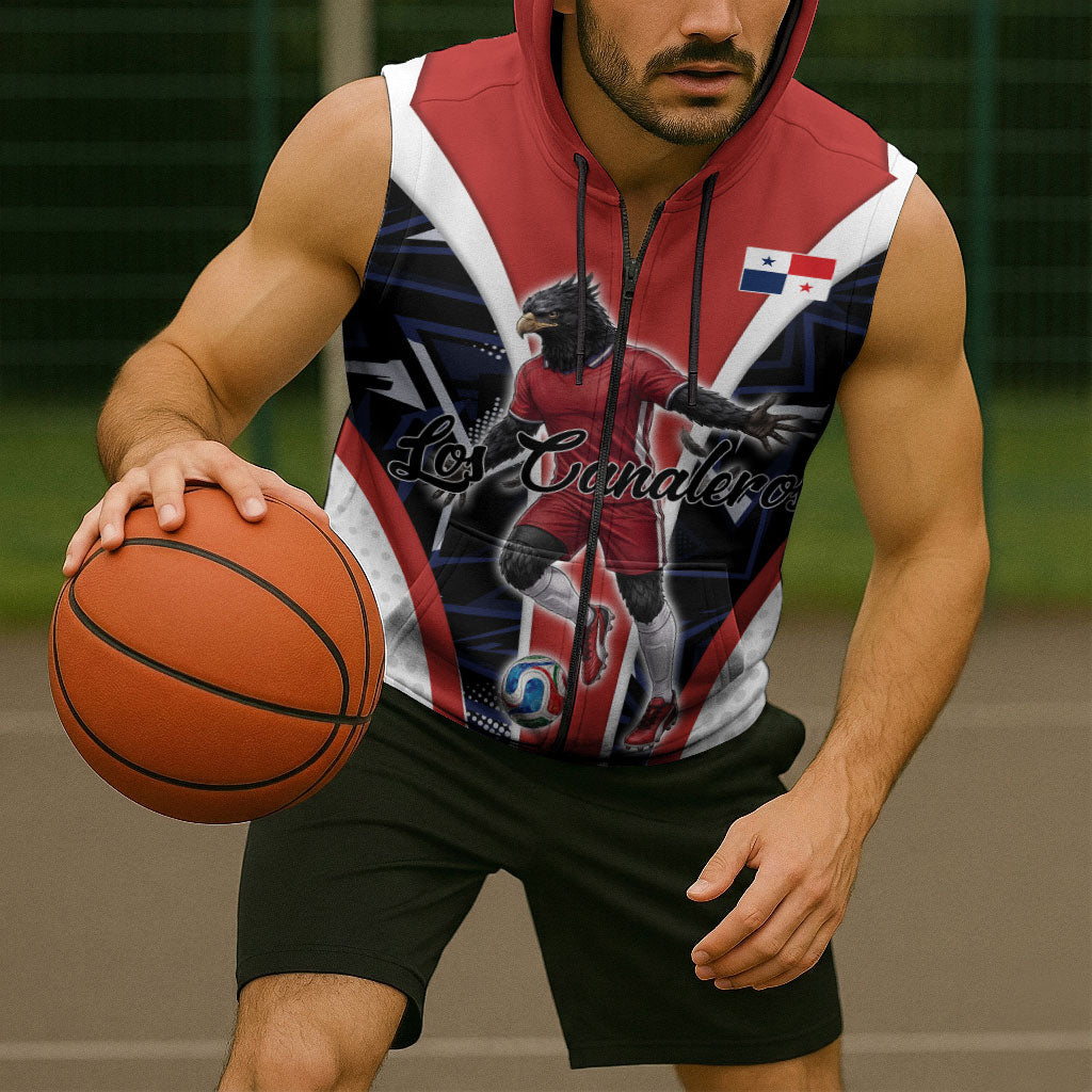 Personalized Panama Soccer Harpy Eagle Sleeveless Zip Hoodie Los Canaleros Football Mascot Fan