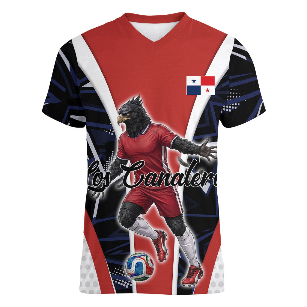 Personalized Panama Soccer Harpy Eagle Women V-Neck T-Shirt Los Canaleros Football Mascot Fan