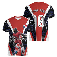 Personalized Panama Soccer Harpy Eagle Women V-Neck T-Shirt Los Canaleros Football Mascot Fan