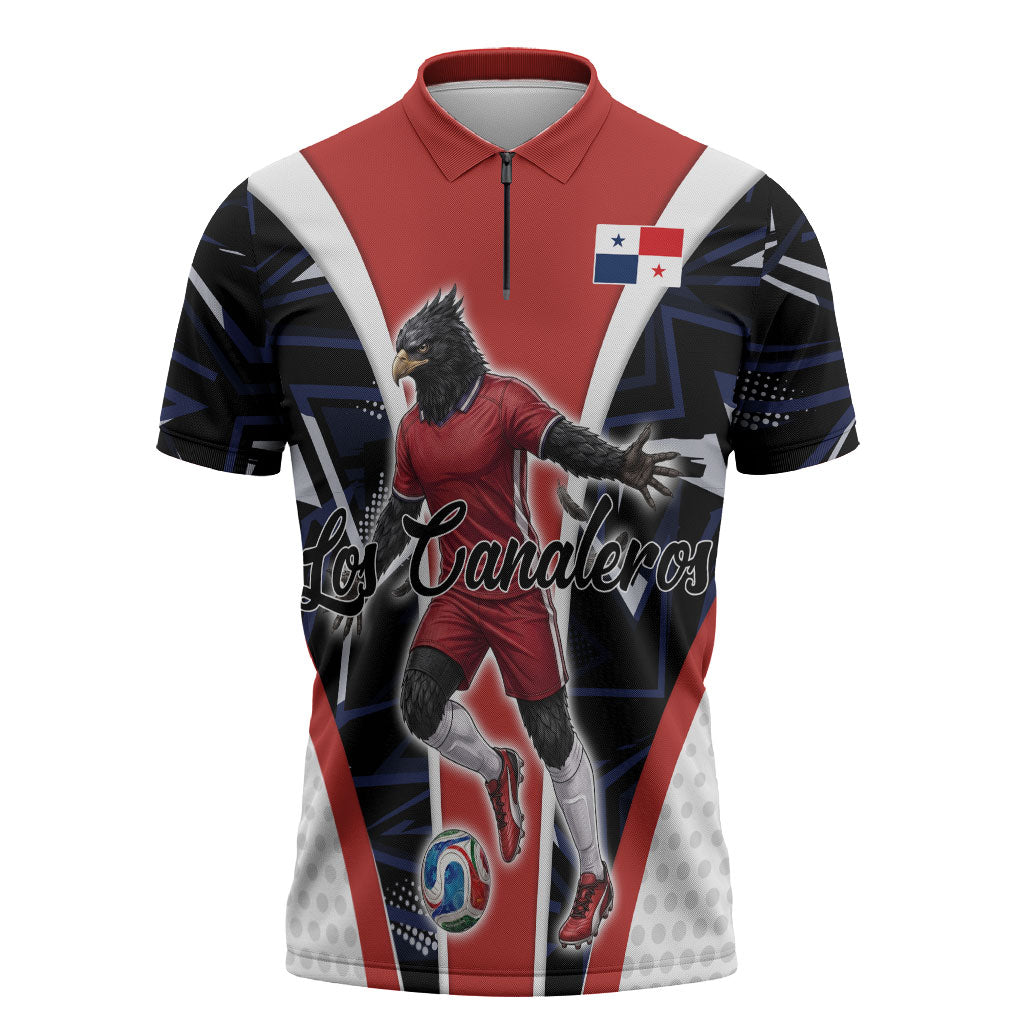 Personalized Panama Soccer Harpy Eagle Zipper Polo Shirt Los Canaleros Football Mascot Fan