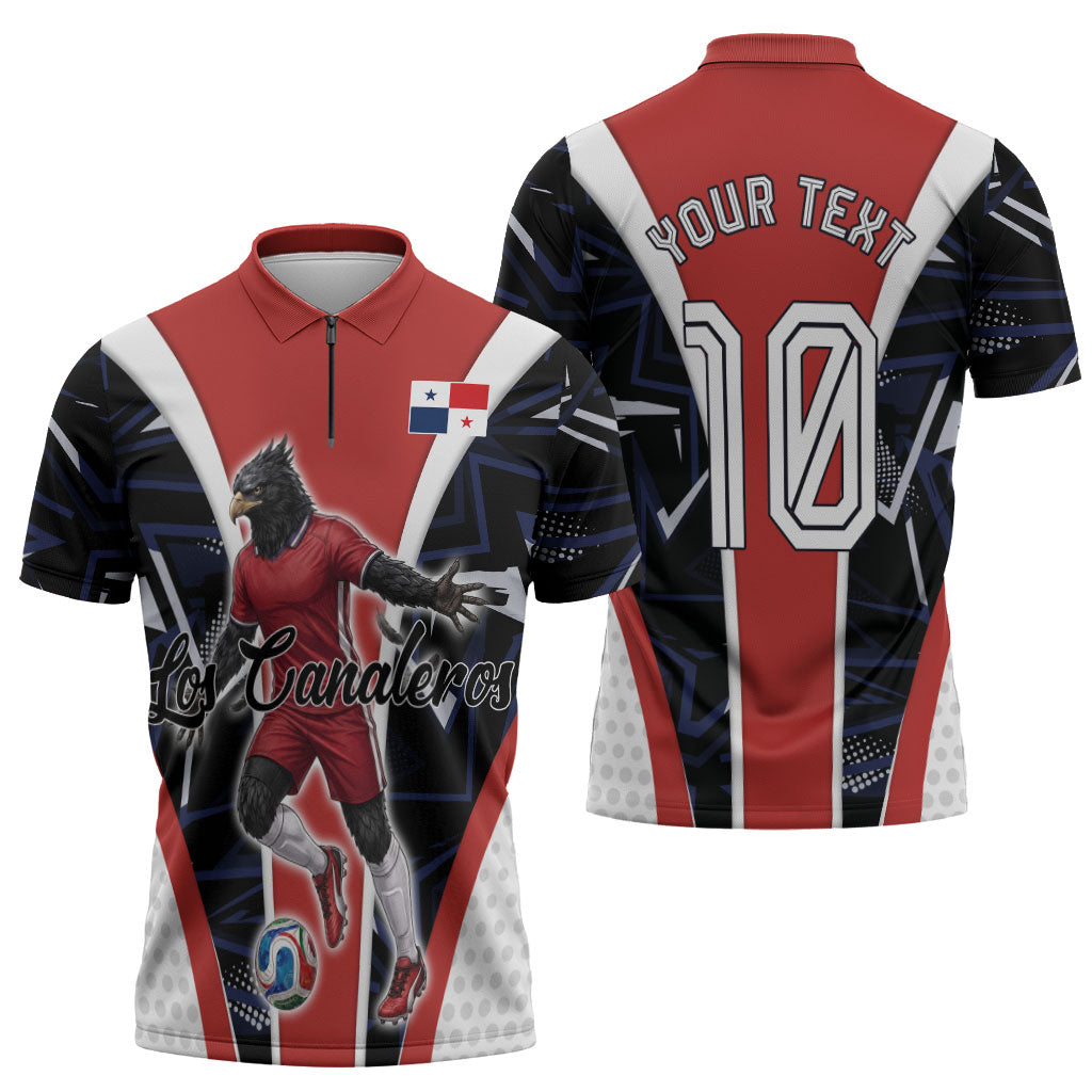 Personalized Panama Soccer Harpy Eagle Zipper Polo Shirt Los Canaleros Football Mascot Fan