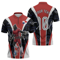 Personalized Panama Soccer Harpy Eagle Zipper Polo Shirt Los Canaleros Football Mascot Fan