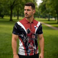Personalized Panama Soccer Harpy Eagle Zipper Polo Shirt Los Canaleros Football Mascot Fan