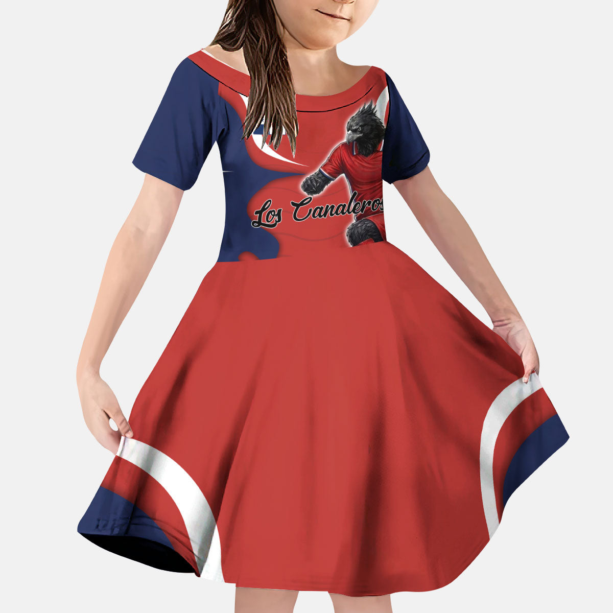Personalized Panama Soccer Los Canaleros Kid Short Sleeve Dress Football Harpy Eagle Mascot