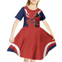 Personalized Panama Soccer Los Canaleros Kid Short Sleeve Dress Football Harpy Eagle Mascot