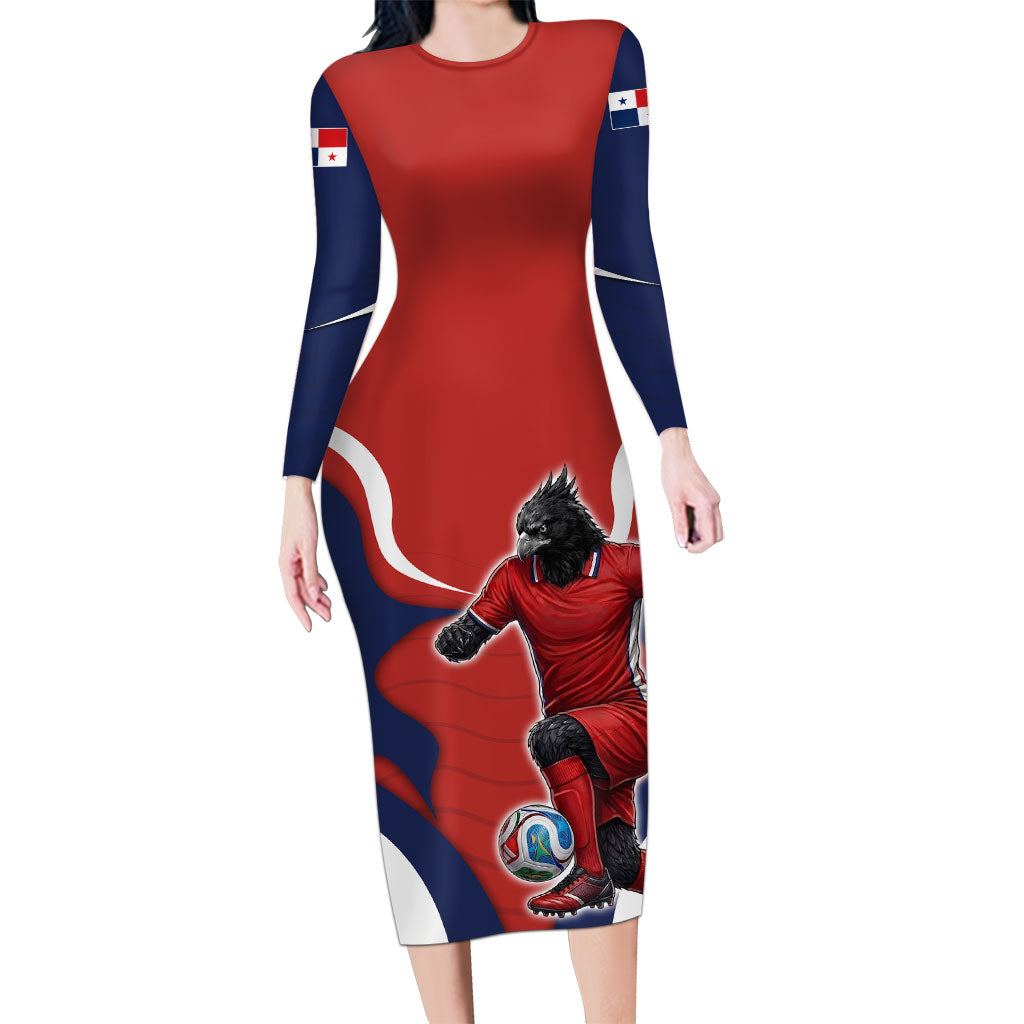 Personalized Panama Soccer Los Canaleros Long Sleeve Bodycon Dress Football Harpy Eagle Mascot