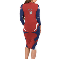 Personalized Panama Soccer Los Canaleros Long Sleeve Bodycon Dress Football Harpy Eagle Mascot