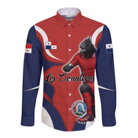 Personalized Panama Soccer Los Canaleros Long Sleeve Button Shirt Football Harpy Eagle Mascot