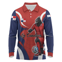 Personalized Panama Soccer Los Canaleros Long Sleeve Polo Shirt Football Harpy Eagle Mascot