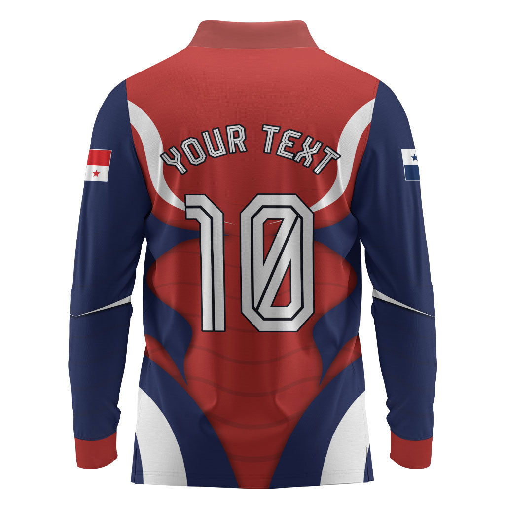 Personalized Panama Soccer Los Canaleros Long Sleeve Polo Shirt Football Harpy Eagle Mascot
