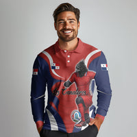 Personalized Panama Soccer Los Canaleros Long Sleeve Polo Shirt Football Harpy Eagle Mascot