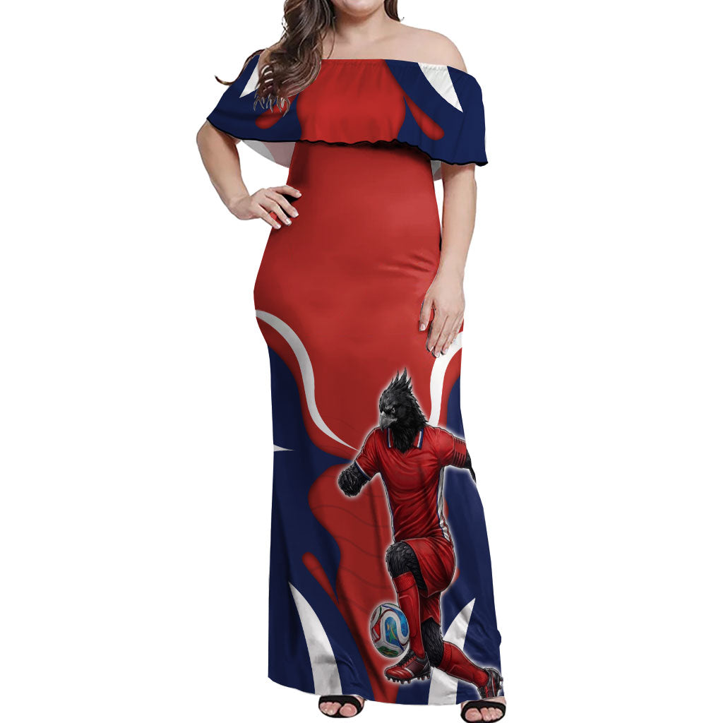 Personalized Panama Soccer Los Canaleros Off Shoulder Maxi Dress Football Harpy Eagle Mascot