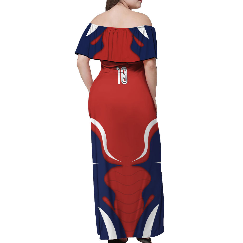 Personalized Panama Soccer Los Canaleros Off Shoulder Maxi Dress Football Harpy Eagle Mascot