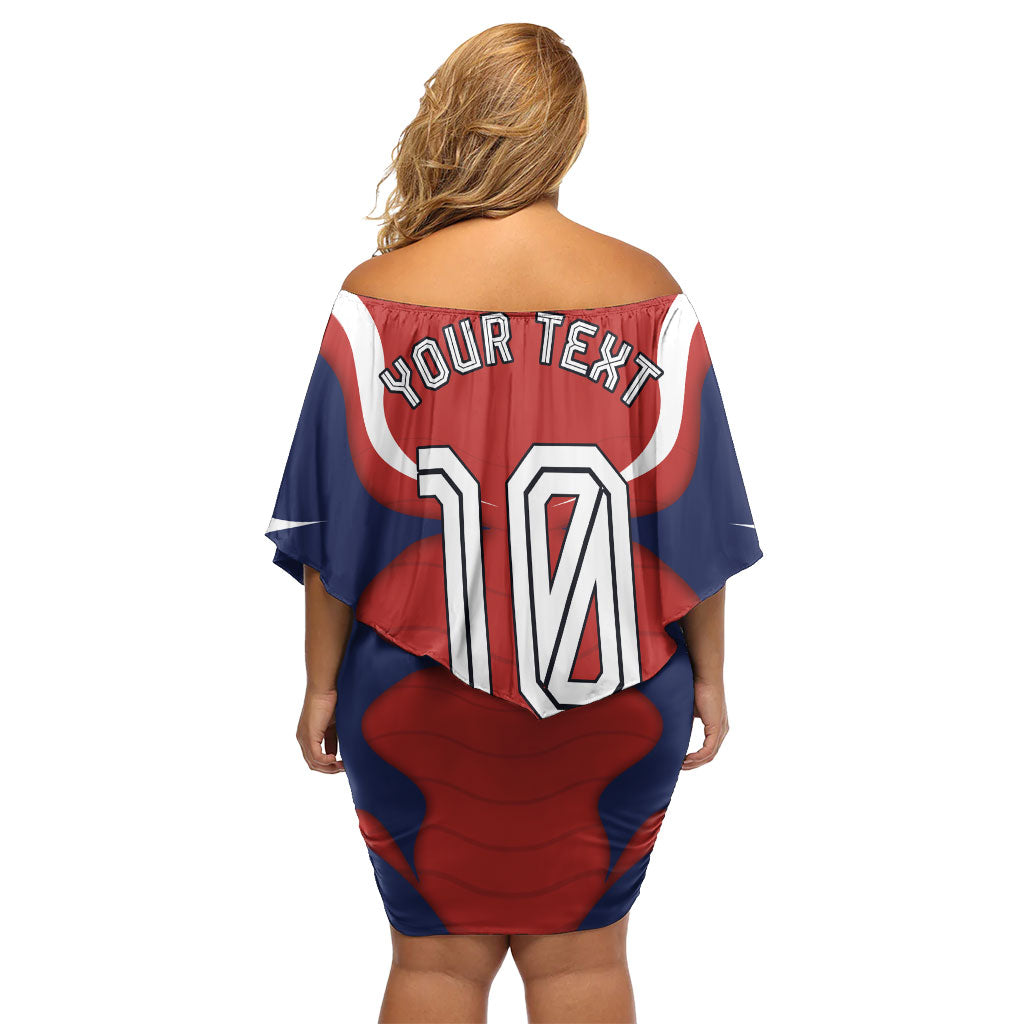 Personalized Panama Soccer Los Canaleros Off Shoulder Short Dress Football Harpy Eagle Mascot