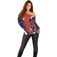Personalized Panama Soccer Los Canaleros Off Shoulder Sweater Football Harpy Eagle Mascot