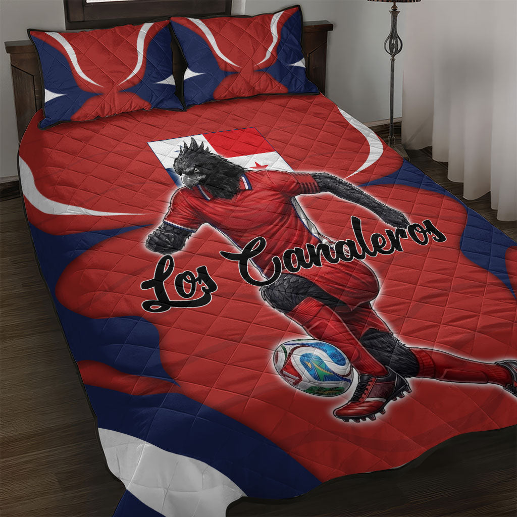 Panama Soccer Los Canaleros Quilt Bed Set Football Harpy Eagle Mascot