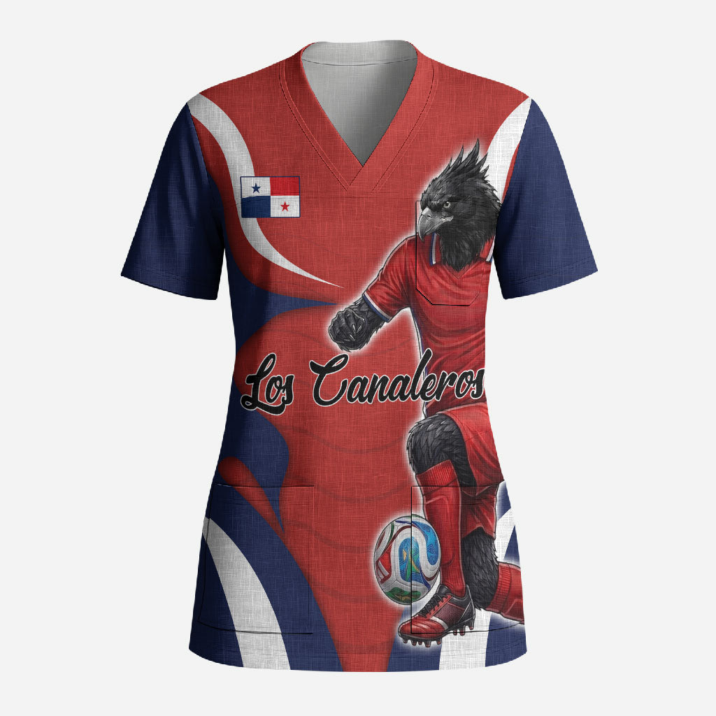 Personalized Panama Soccer Los Canaleros Scrub Top Football Harpy Eagle Mascot