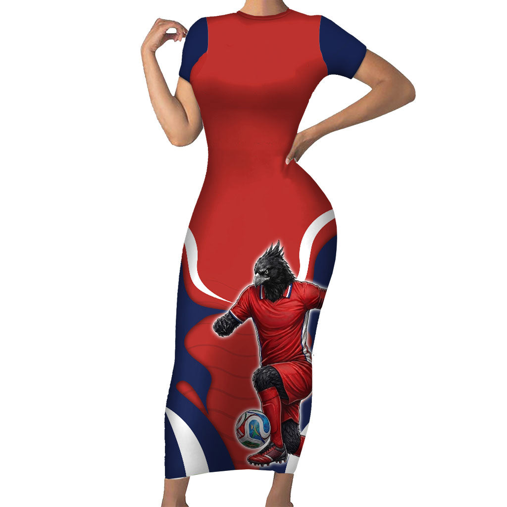 Personalized Panama Soccer Los Canaleros Short Sleeve Bodycon Dress Football Harpy Eagle Mascot