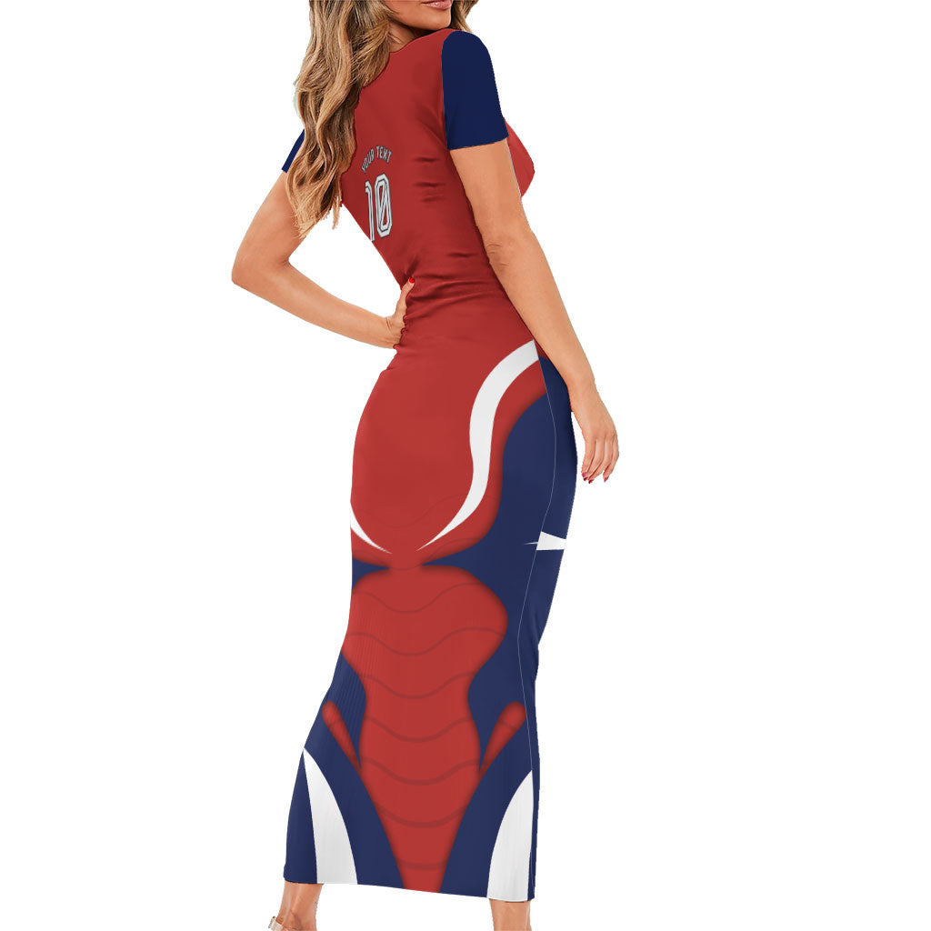 Personalized Panama Soccer Los Canaleros Short Sleeve Bodycon Dress Football Harpy Eagle Mascot