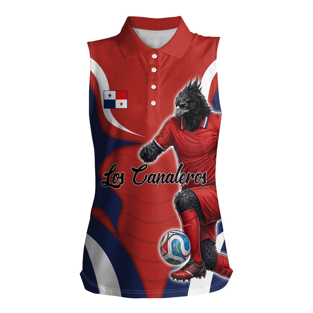 Personalized Panama Soccer Los Canaleros Women Sleeveless Polo Shirt Football Harpy Eagle Mascot