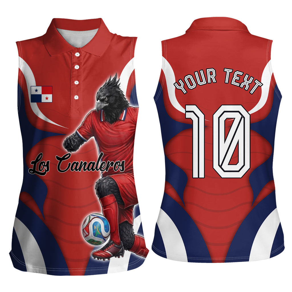 Personalized Panama Soccer Los Canaleros Women Sleeveless Polo Shirt Football Harpy Eagle Mascot