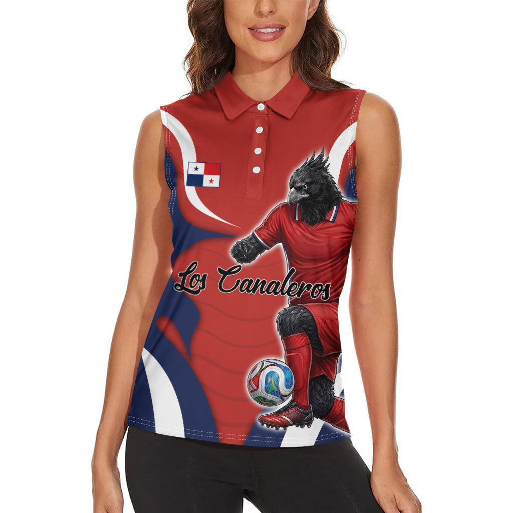 Personalized Panama Soccer Los Canaleros Women Sleeveless Polo Shirt Football Harpy Eagle Mascot