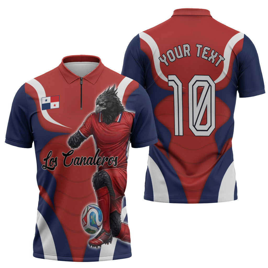 Personalized Panama Soccer Los Canaleros Zipper Polo Shirt Football Harpy Eagle Mascot