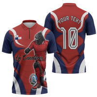 Personalized Panama Soccer Los Canaleros Zipper Polo Shirt Football Harpy Eagle Mascot