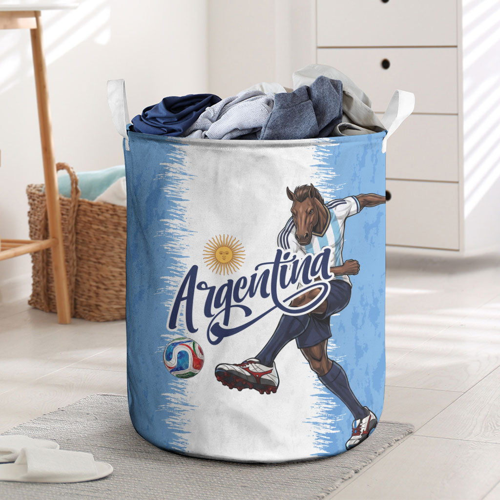Argentina Football La Seleccion Laundry Basket Argentinian Horse Soccer Mascot Patriotic Grunge