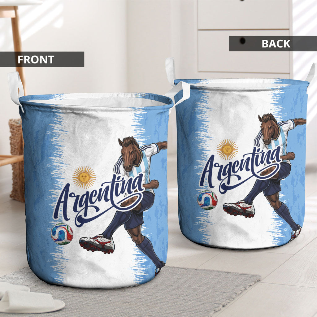 Argentina Football La Seleccion Laundry Basket Argentinian Horse Soccer Mascot Patriotic Grunge