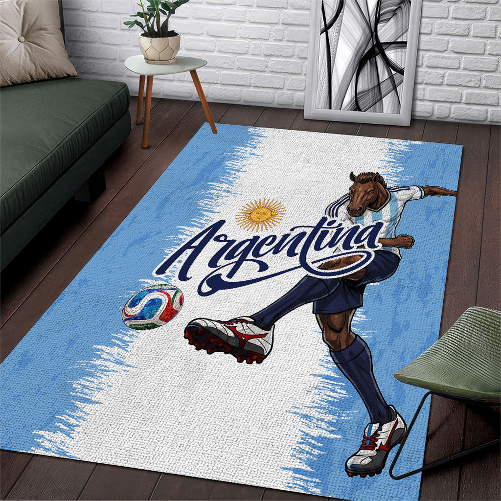 Argentina Football La Seleccion Area Rug Argentinian Horse Soccer Mascot Patriotic Grunge