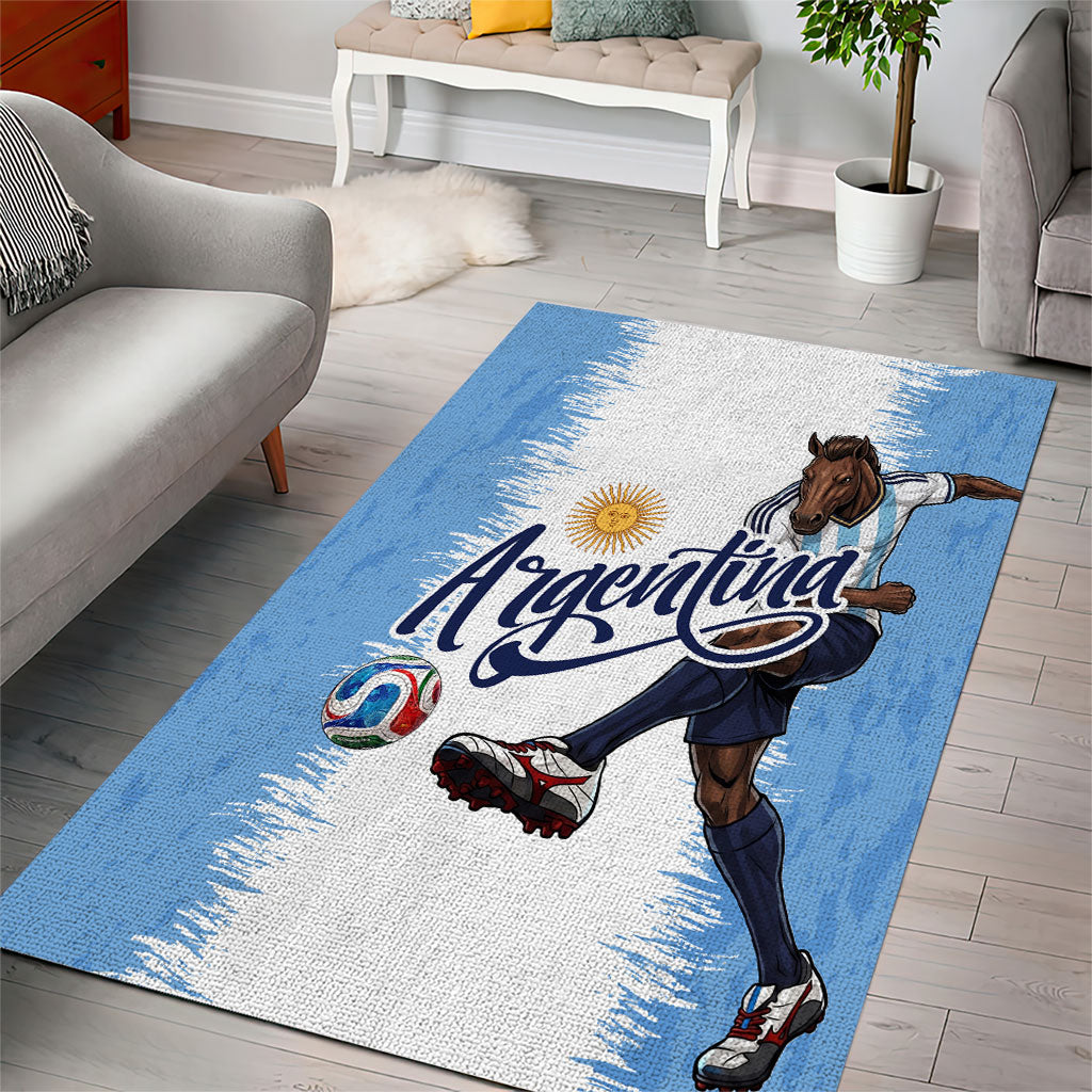 Argentina Football La Seleccion Area Rug Argentinian Horse Soccer Mascot Patriotic Grunge