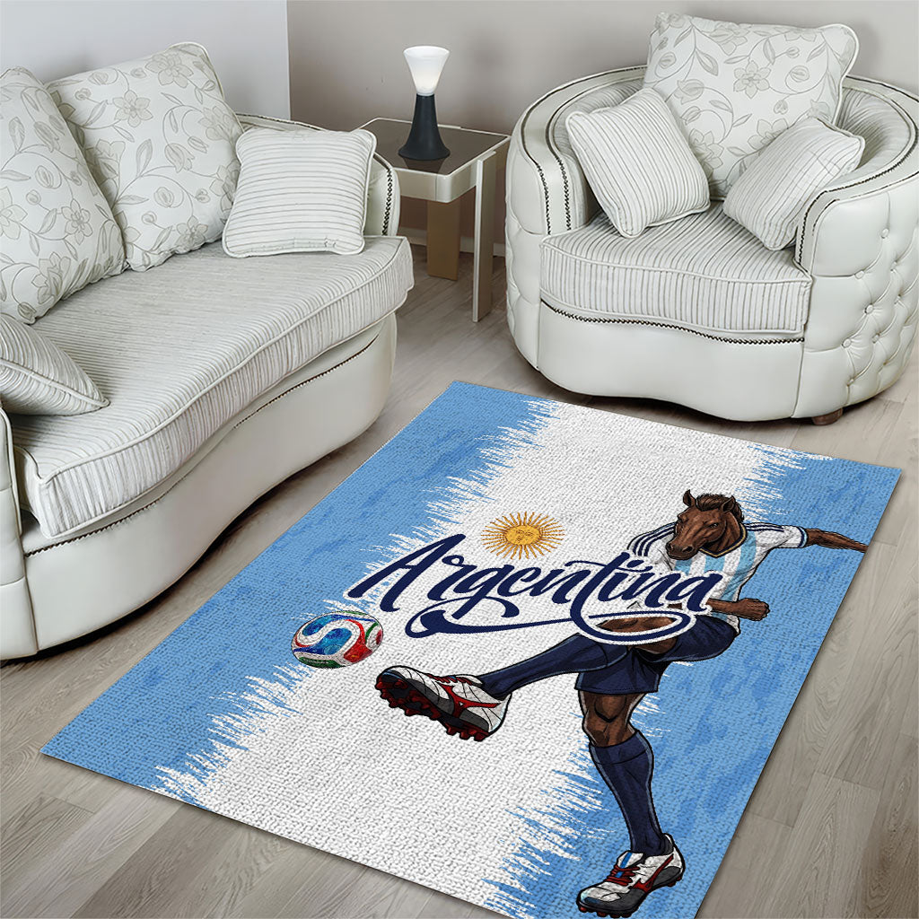 Argentina Football La Seleccion Area Rug Argentinian Horse Soccer Mascot Patriotic Grunge