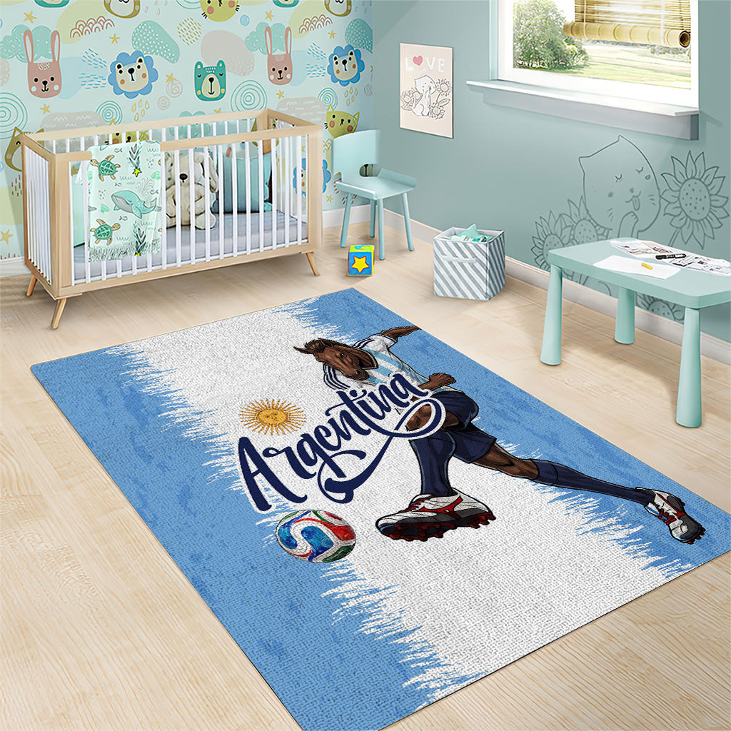 Argentina Football La Seleccion Area Rug Argentinian Horse Soccer Mascot Patriotic Grunge