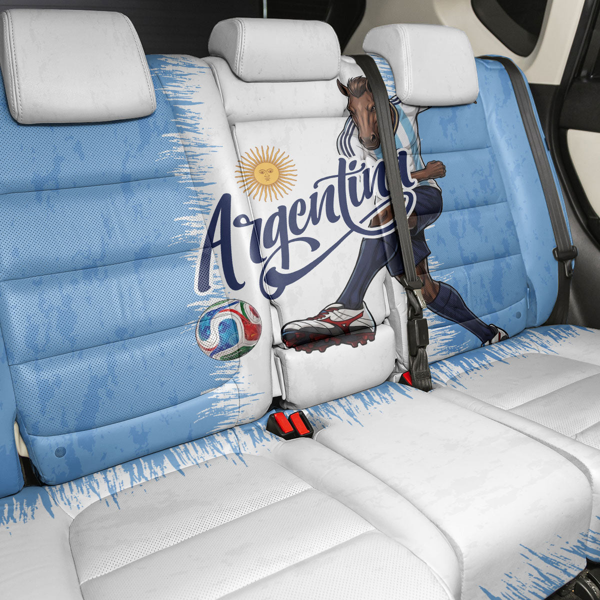 Argentina Football La Seleccion Back Car Seat Cover Argentinian Horse Soccer Mascot Patriotic Grunge