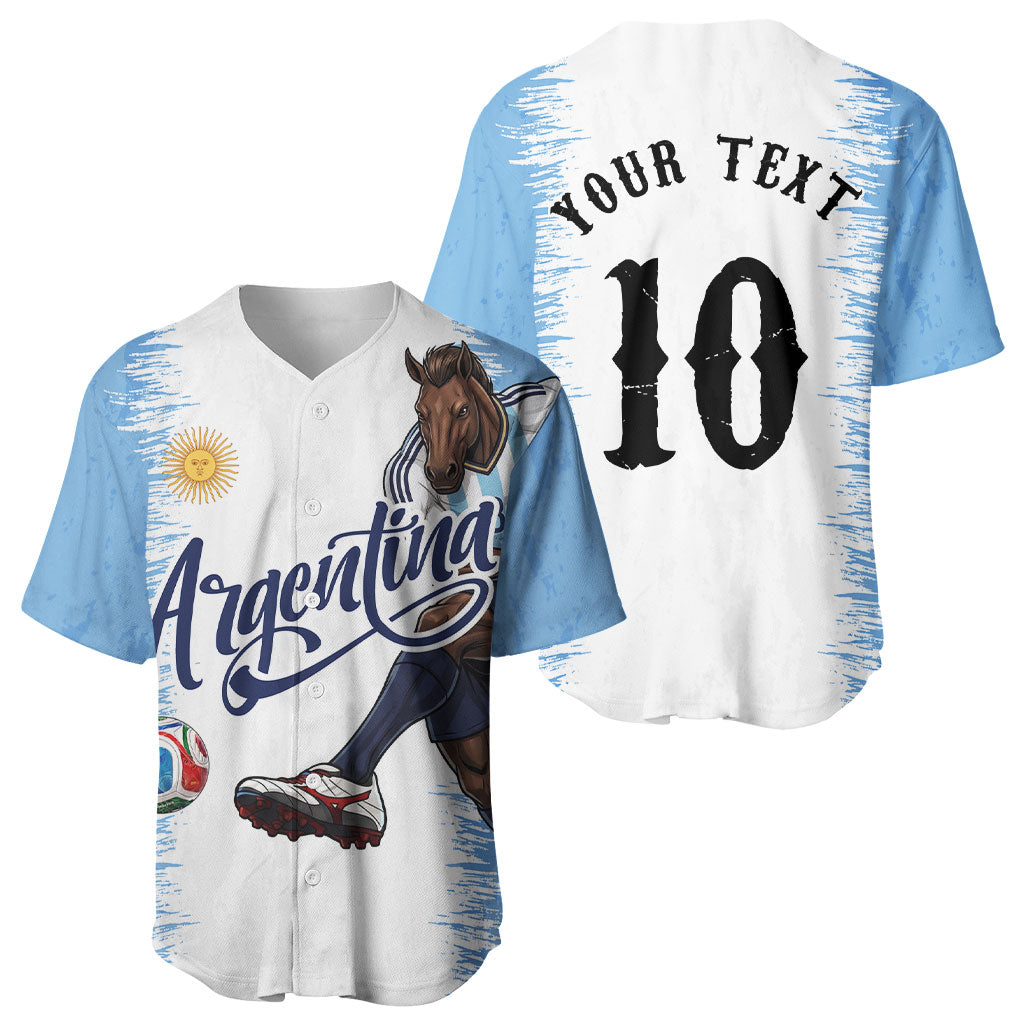 Personalized Argentina Football La Seleccion Baseball Jersey Argentinian Horse Soccer Mascot Patriotic Grunge