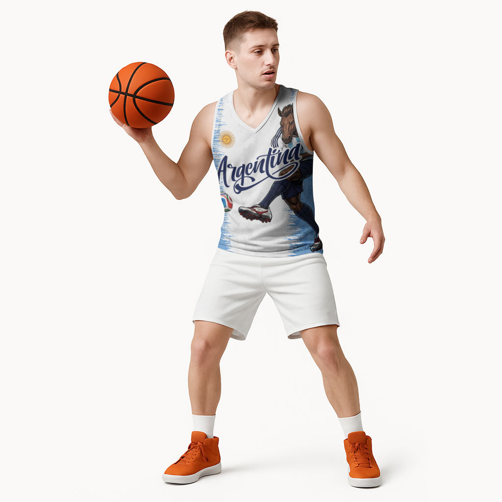 Personalized Argentina Football La Seleccion Basketball Jersey Argentinian Horse Soccer Mascot Patriotic Grunge