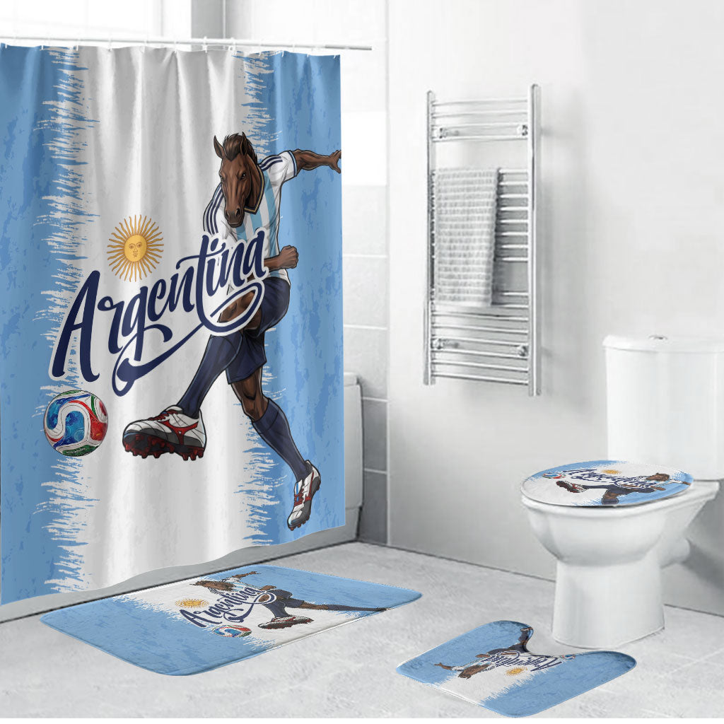Argentina Football La Seleccion Bathroom Set Argentinian Horse Soccer Mascot Patriotic Grunge