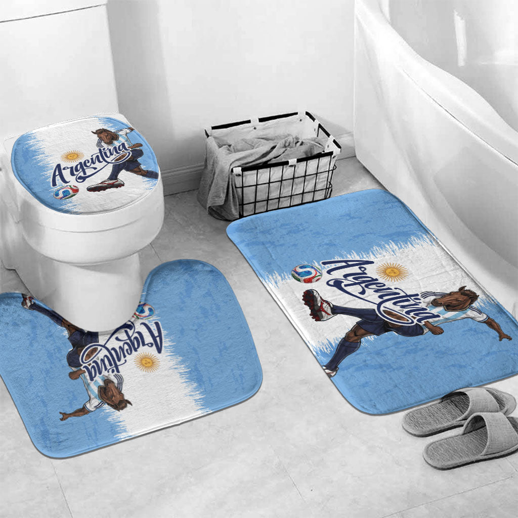 Argentina Football La Seleccion Bathroom Set Argentinian Horse Soccer Mascot Patriotic Grunge