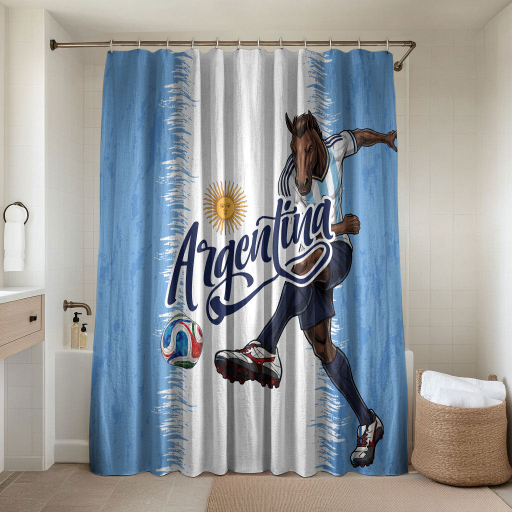 Argentina Football La Seleccion Bathroom Set Argentinian Horse Soccer Mascot Patriotic Grunge