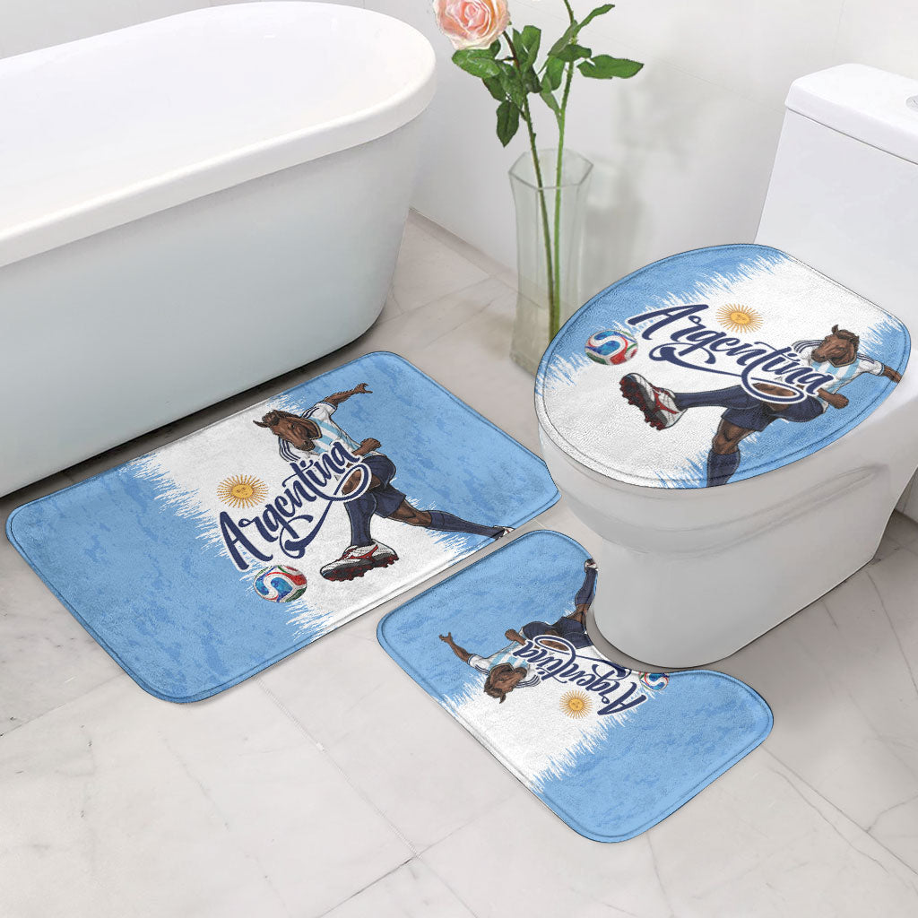 Argentina Football La Seleccion Bathroom Set Argentinian Horse Soccer Mascot Patriotic Grunge