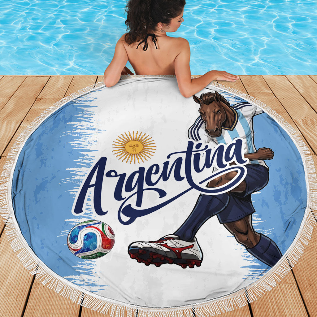 Argentina Football La Seleccion Beach Blanket Argentinian Horse Soccer Mascot Patriotic Grunge