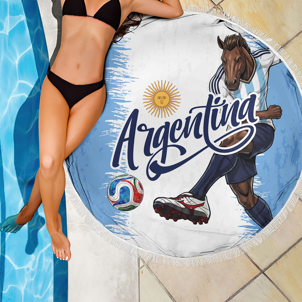 Argentina Football La Seleccion Beach Blanket Argentinian Horse Soccer Mascot Patriotic Grunge