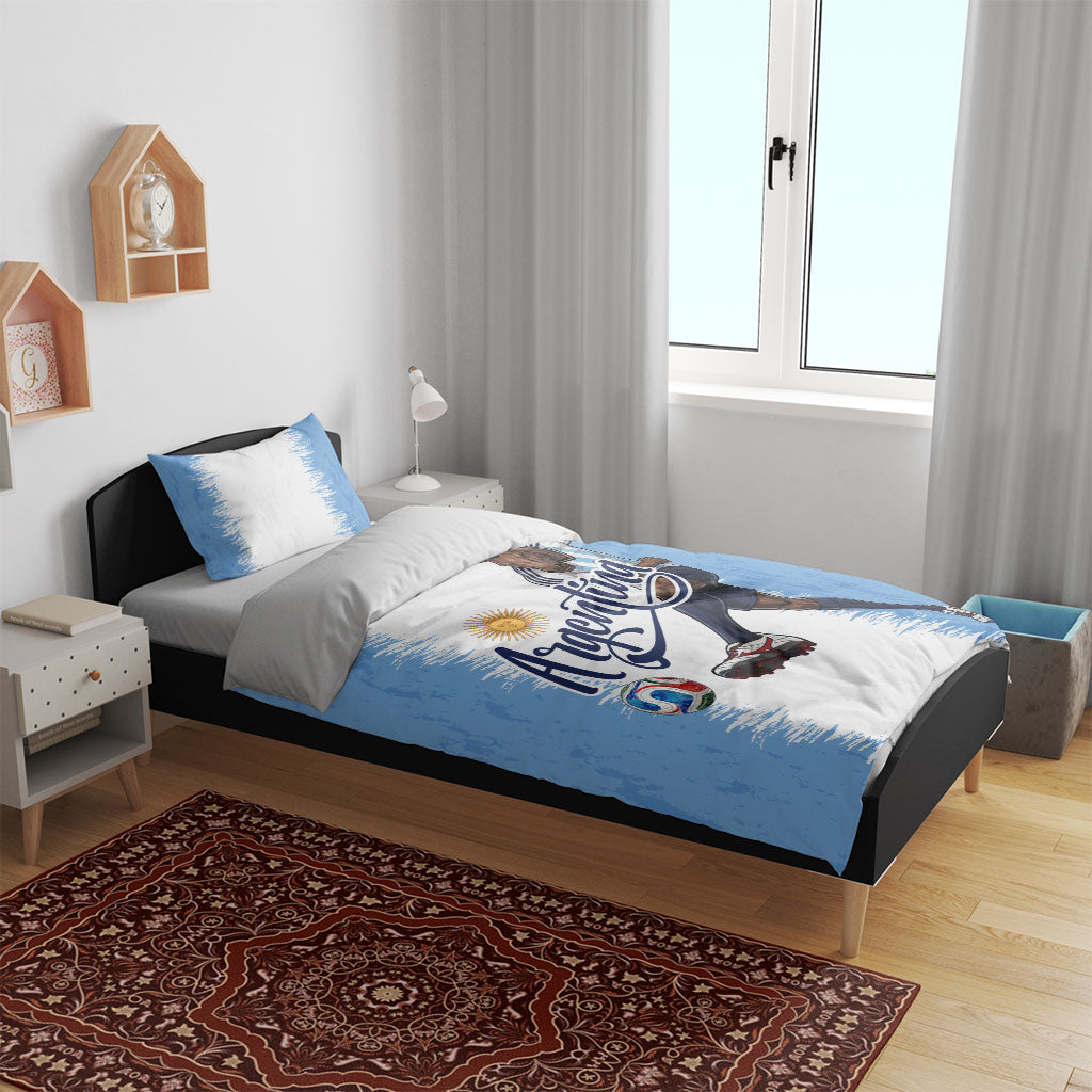 Argentina Football La Seleccion Bedding Set Argentinian Horse Soccer Mascot Patriotic Grunge