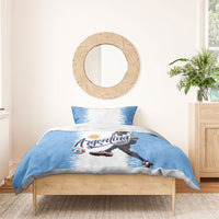 Argentina Football La Seleccion Bedding Set Argentinian Horse Soccer Mascot Patriotic Grunge
