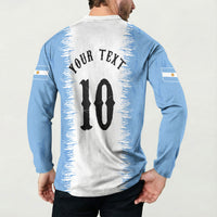 Personalized Argentina Football La Seleccion Button Sweatshirt Argentinian Horse Soccer Mascot Patriotic Grunge